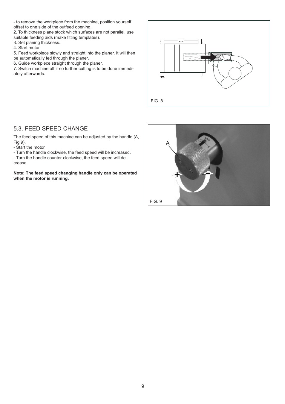 Feed speed change | RIKON Power Tools 23-400 User Manual | Page 9 / 22