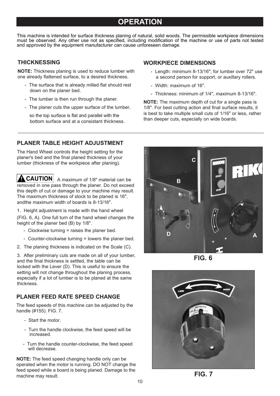 Operation, Fig. 6 fig. 7 | RIKON Power Tools 23-400H User Manual | Page 10 / 28