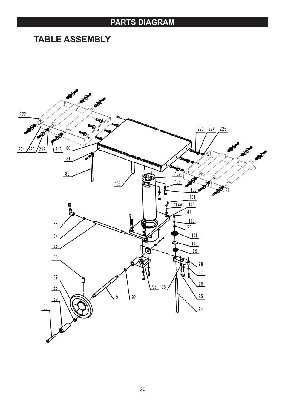 Table assembly | RIKON Power Tools 23-400H User Manual | Page 20 / 28