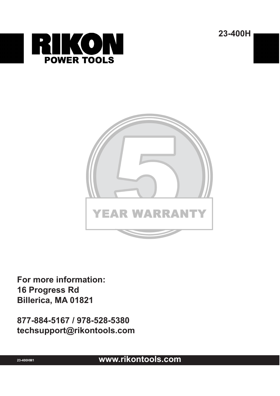 RIKON Power Tools 23-400H User Manual | Page 28 / 28
