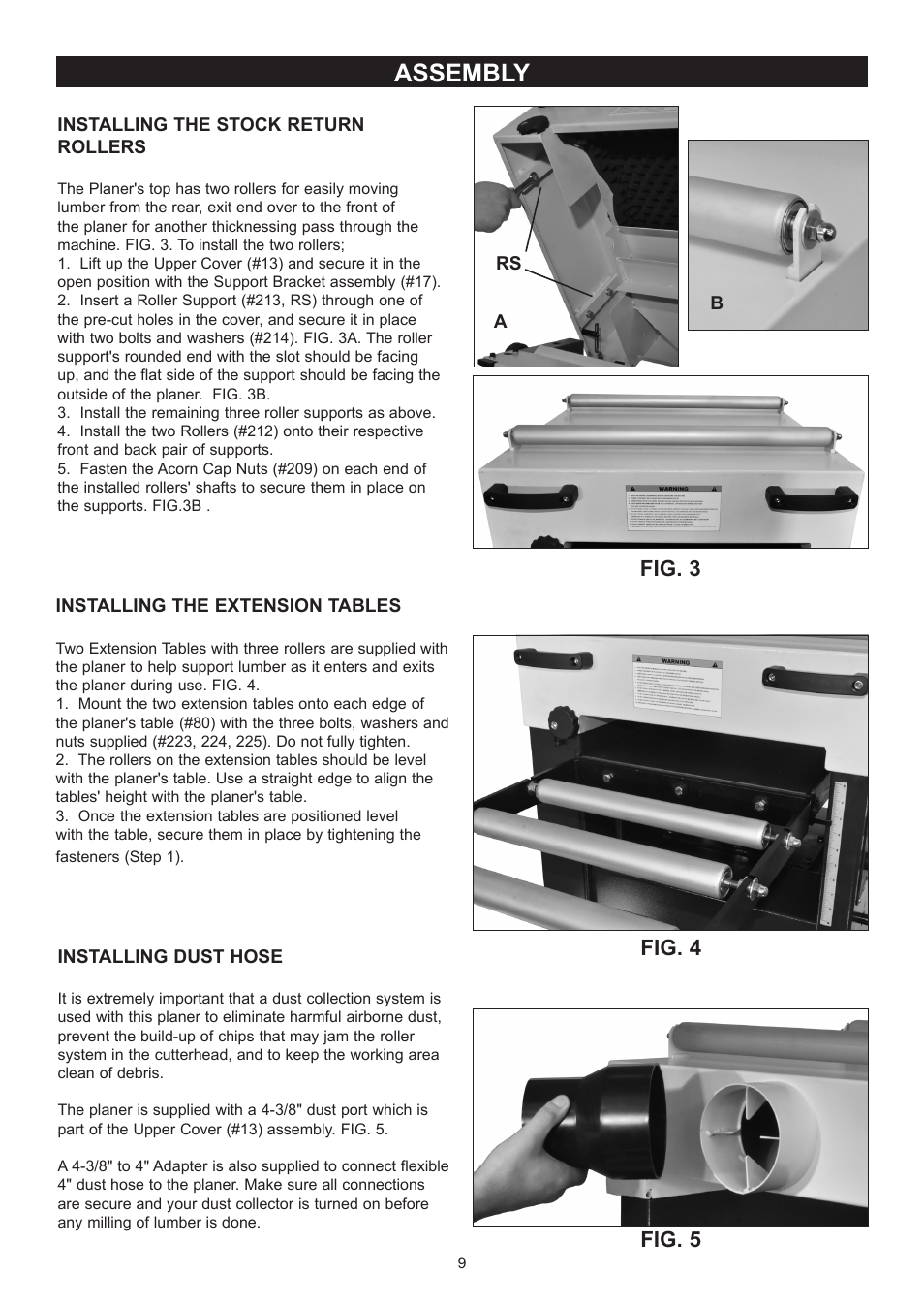Assembly, Fig. 3 fig. 5, Fig. 4 | RIKON Power Tools 23-400H User Manual | Page 9 / 28