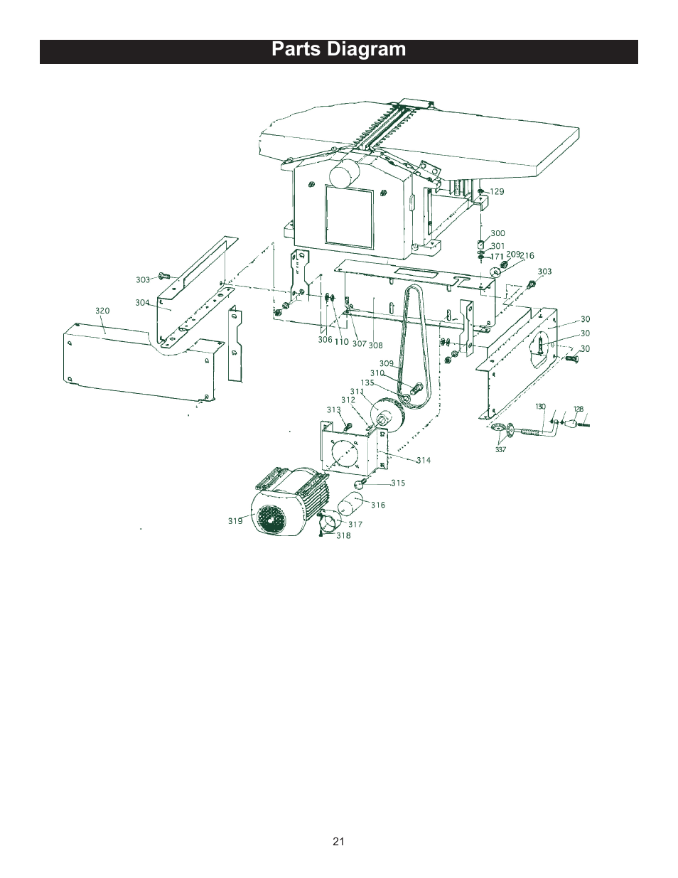 Parts diagrams | RIKON Power Tools 25-010 User Manual | Page 21 / 26