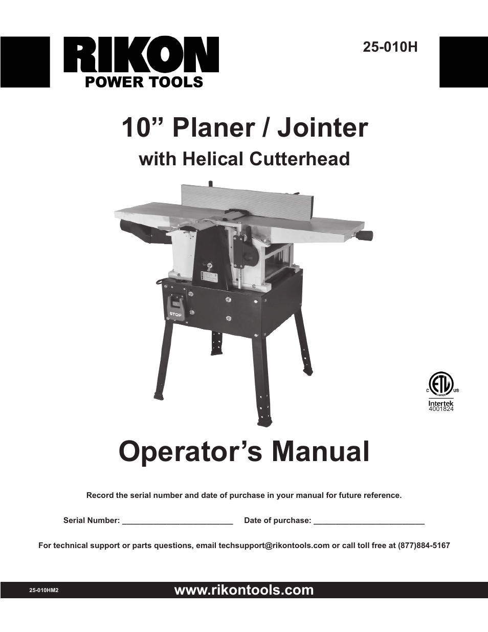 RIKON Power Tools 25-010H User Manual | 32 pages