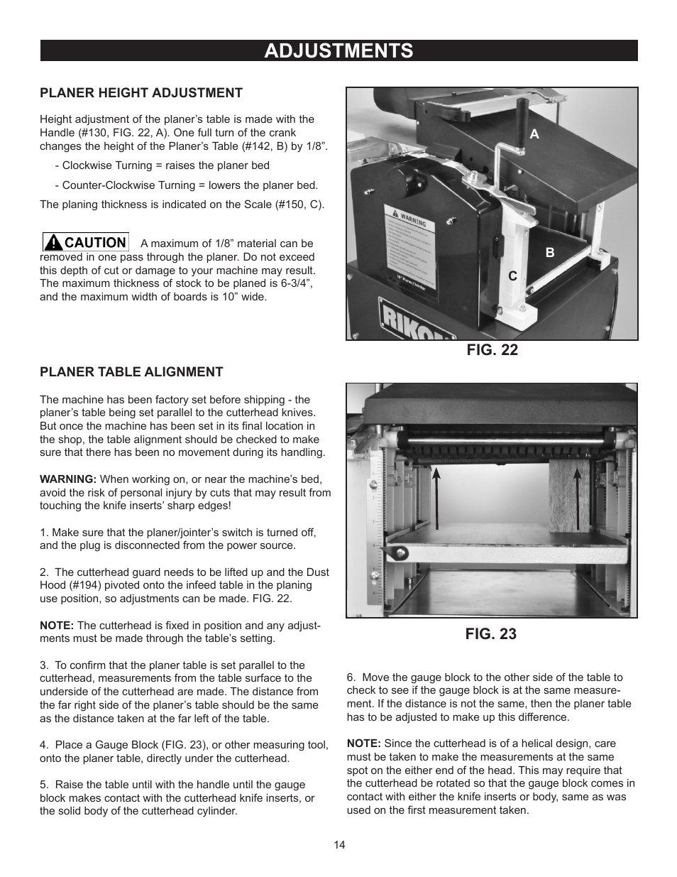 Adjustments | RIKON Power Tools 25-010H User Manual | Page 14 / 32