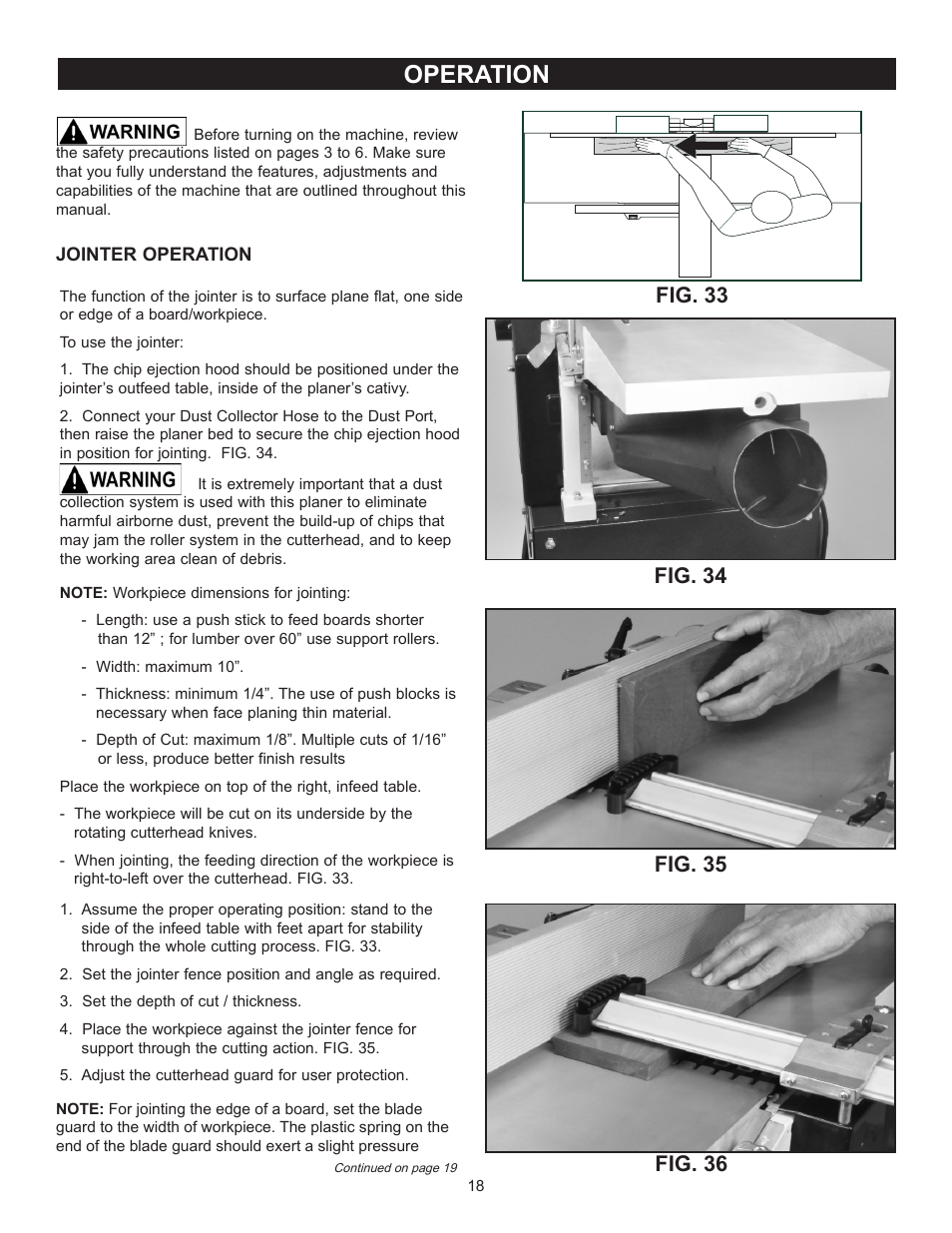Operation, Fig. 33 fig. 34, Fig. 35 fig. 36 | RIKON Power Tools 25-010H User Manual | Page 18 / 32