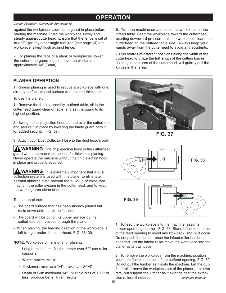 Operation, Fig. 37 | RIKON Power Tools 25-010H User Manual | Page 19 / 32