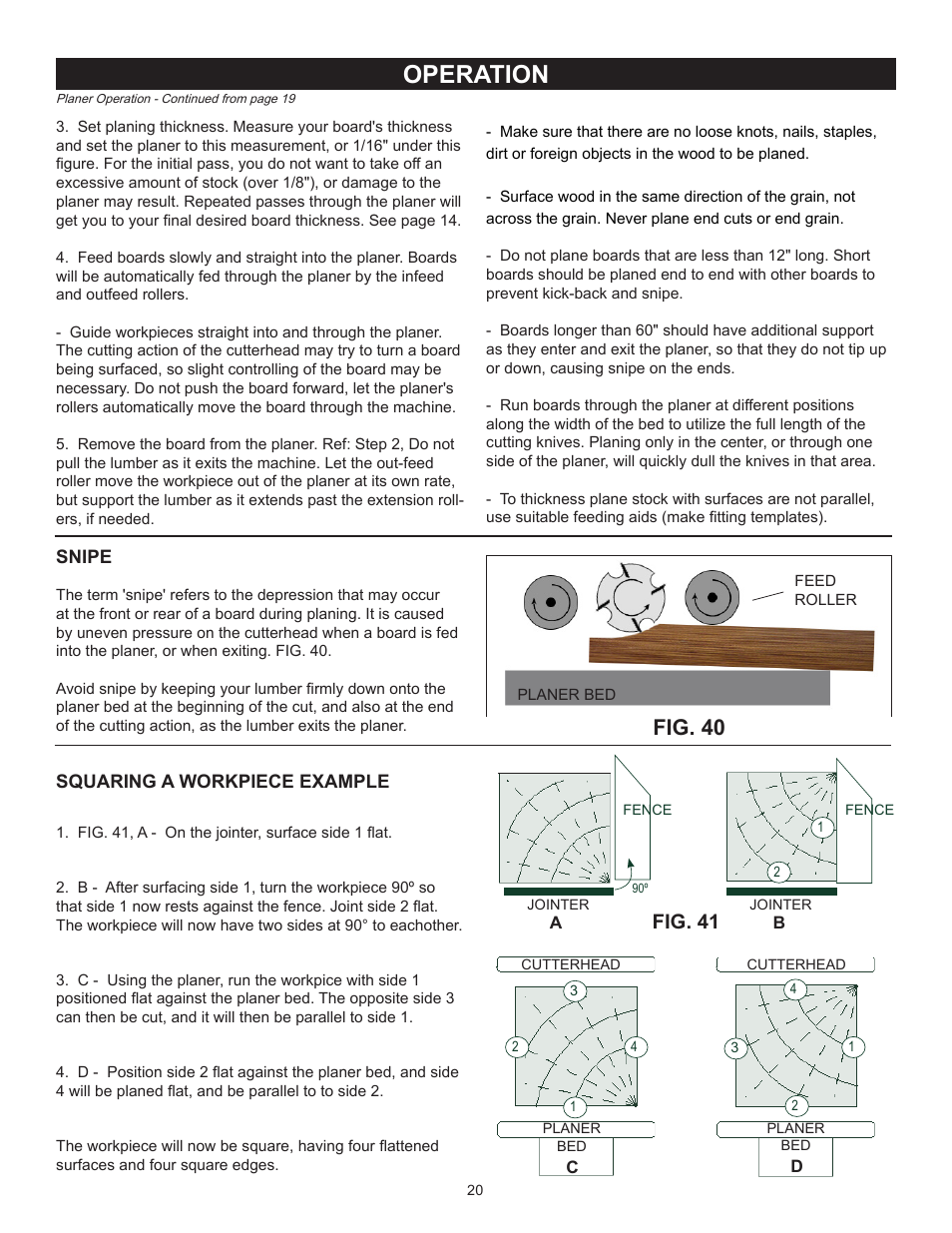 Operation, Fig. 40, Fig. 41 | RIKON Power Tools 25-010H User Manual | Page 20 / 32