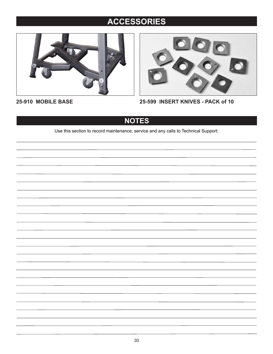 Accessories | RIKON Power Tools 25-010H User Manual | Page 30 / 32