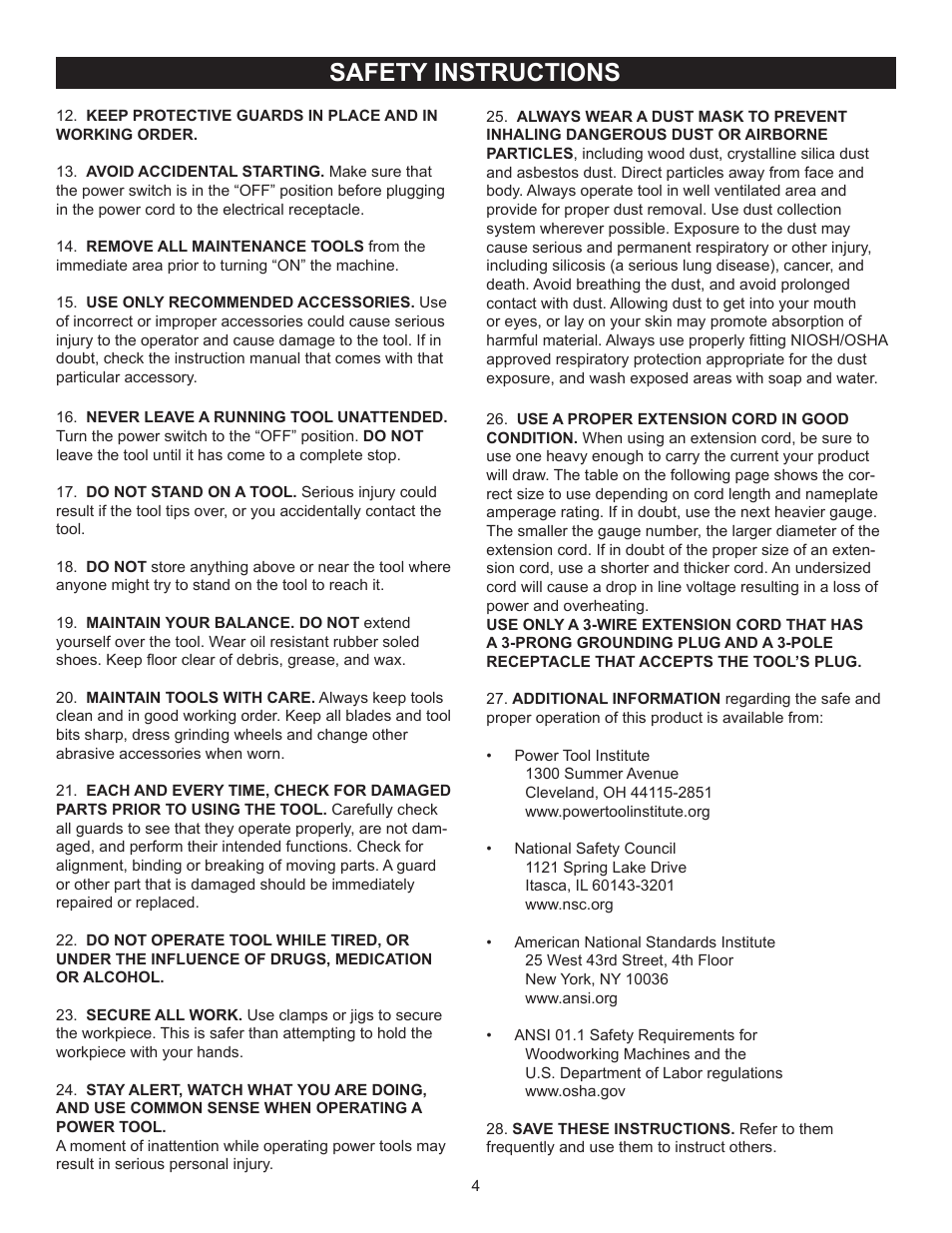 Safety instructions | RIKON Power Tools 25-010H User Manual | Page 4 / 32