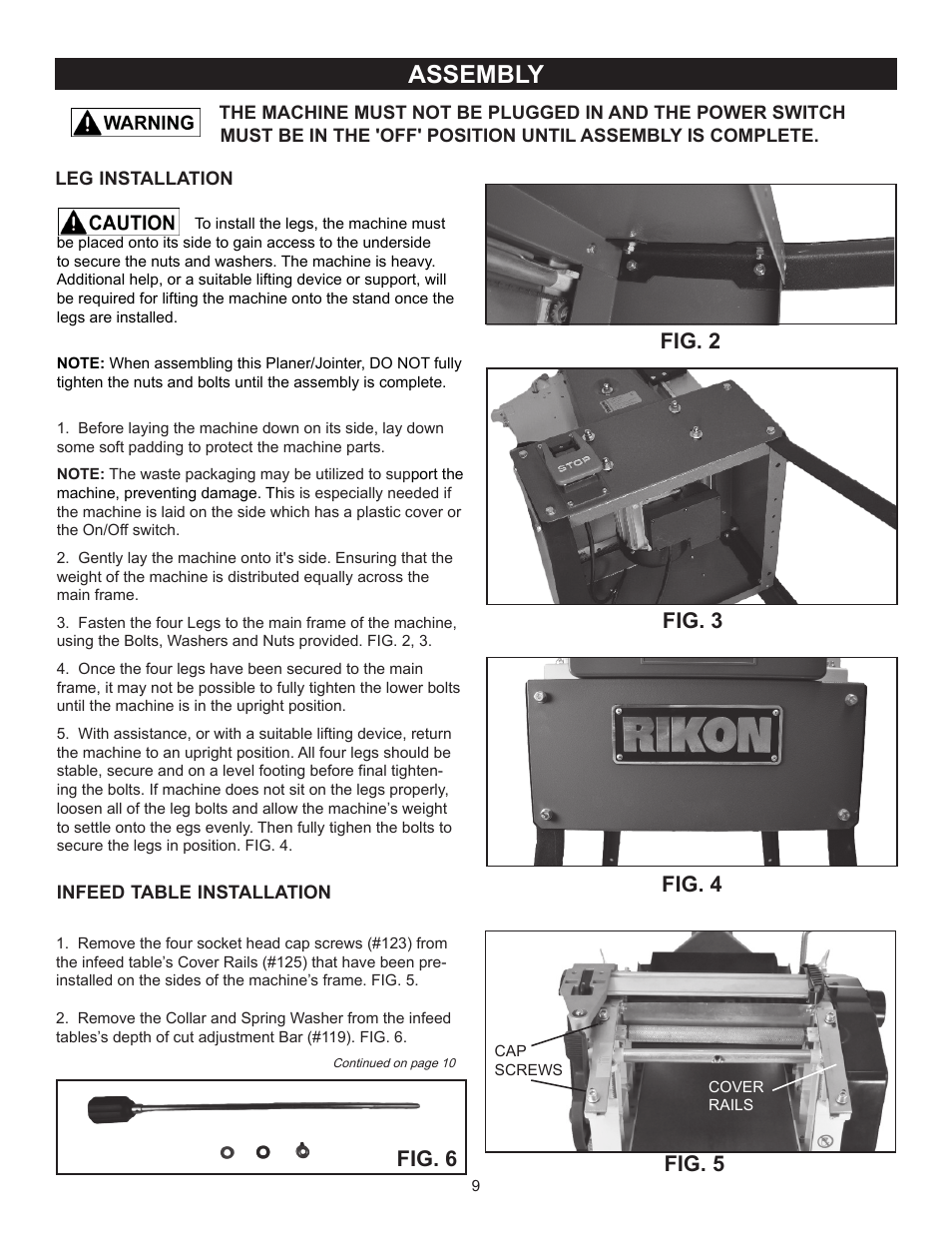 Assembly, Fig. 2 fig. 3 fig. 5, Fig. 4 fig. 6 | RIKON Power Tools 25-010H User Manual | Page 9 / 32