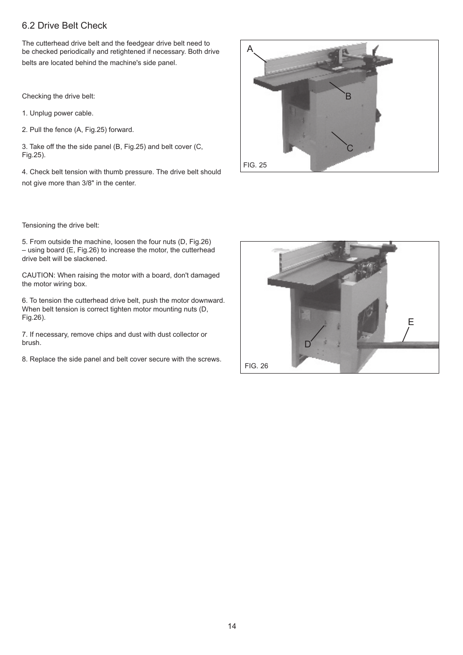 2 drive belt check | RIKON Power Tools 25-200 User Manual | Page 14 / 26