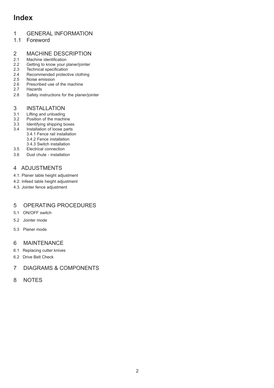Index | RIKON Power Tools 25-200 User Manual | Page 2 / 26