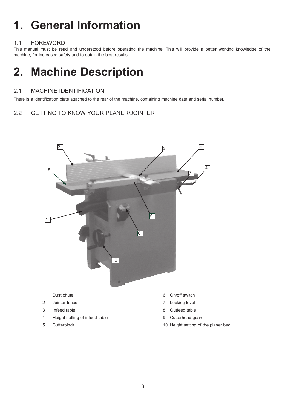 General information, Machine description | RIKON Power Tools 25-200 User Manual | Page 3 / 26