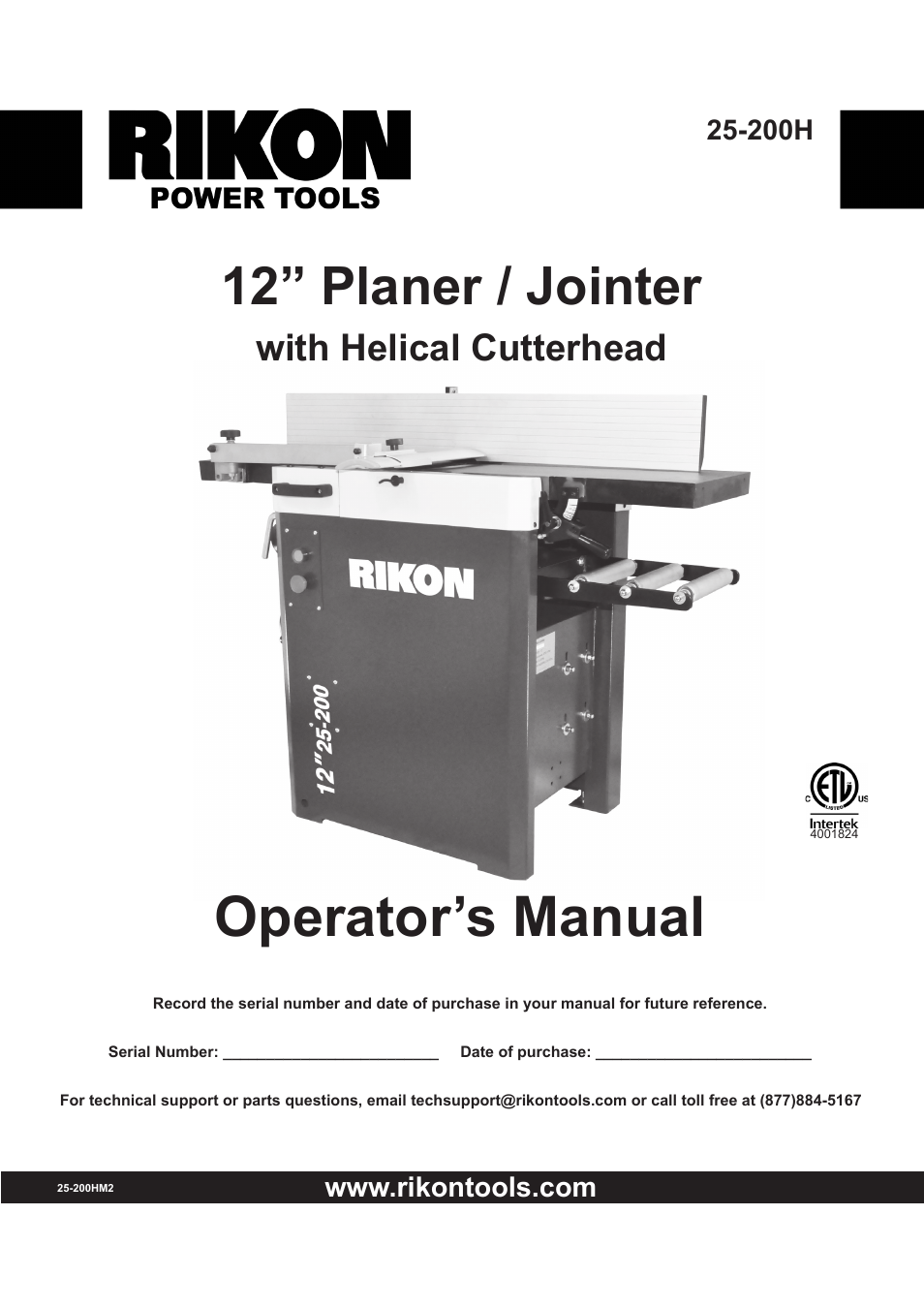 RIKON Power Tools 25-200H User Manual | 36 pages