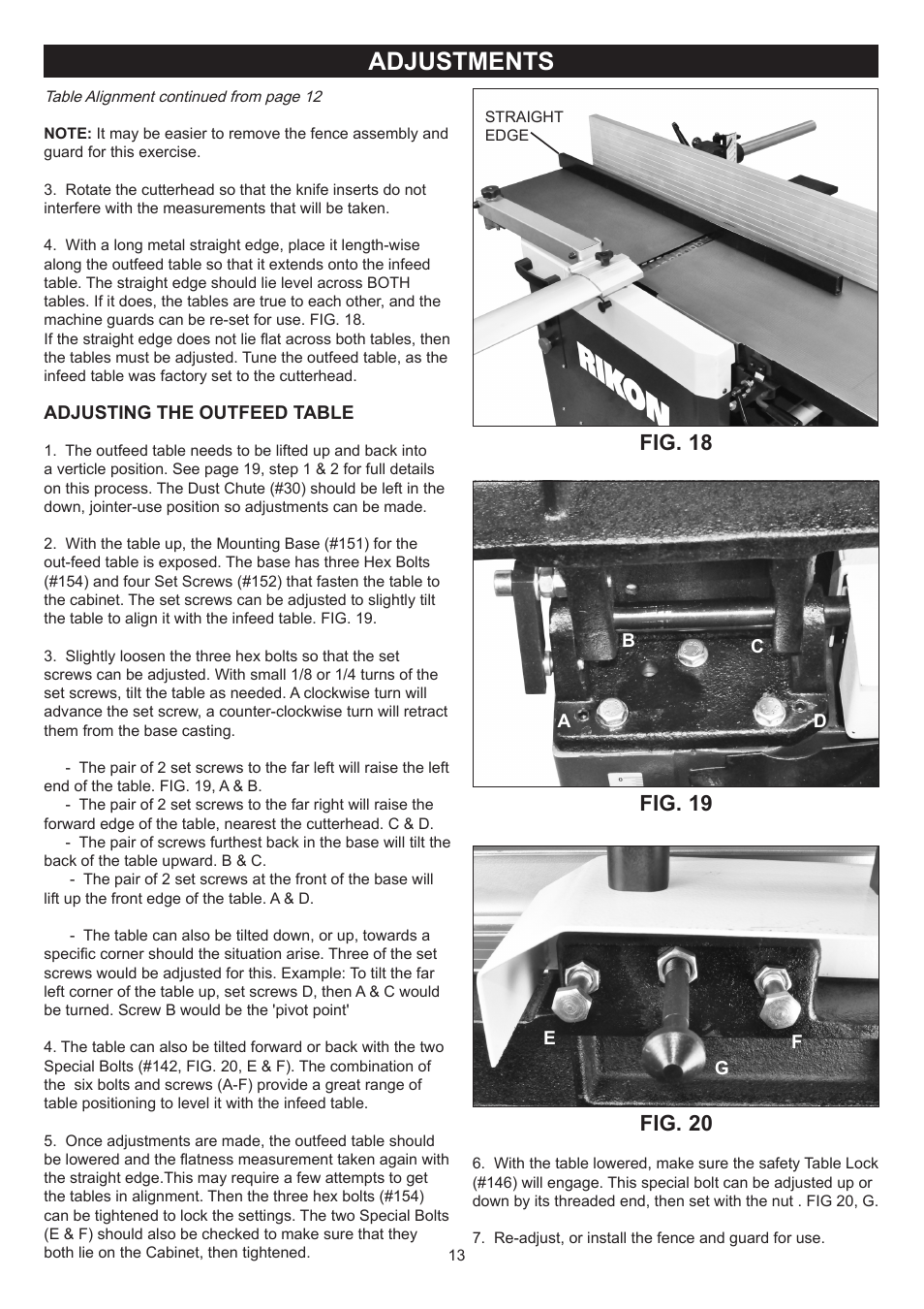 Adjustments | RIKON Power Tools 25-200H User Manual | Page 13 / 36