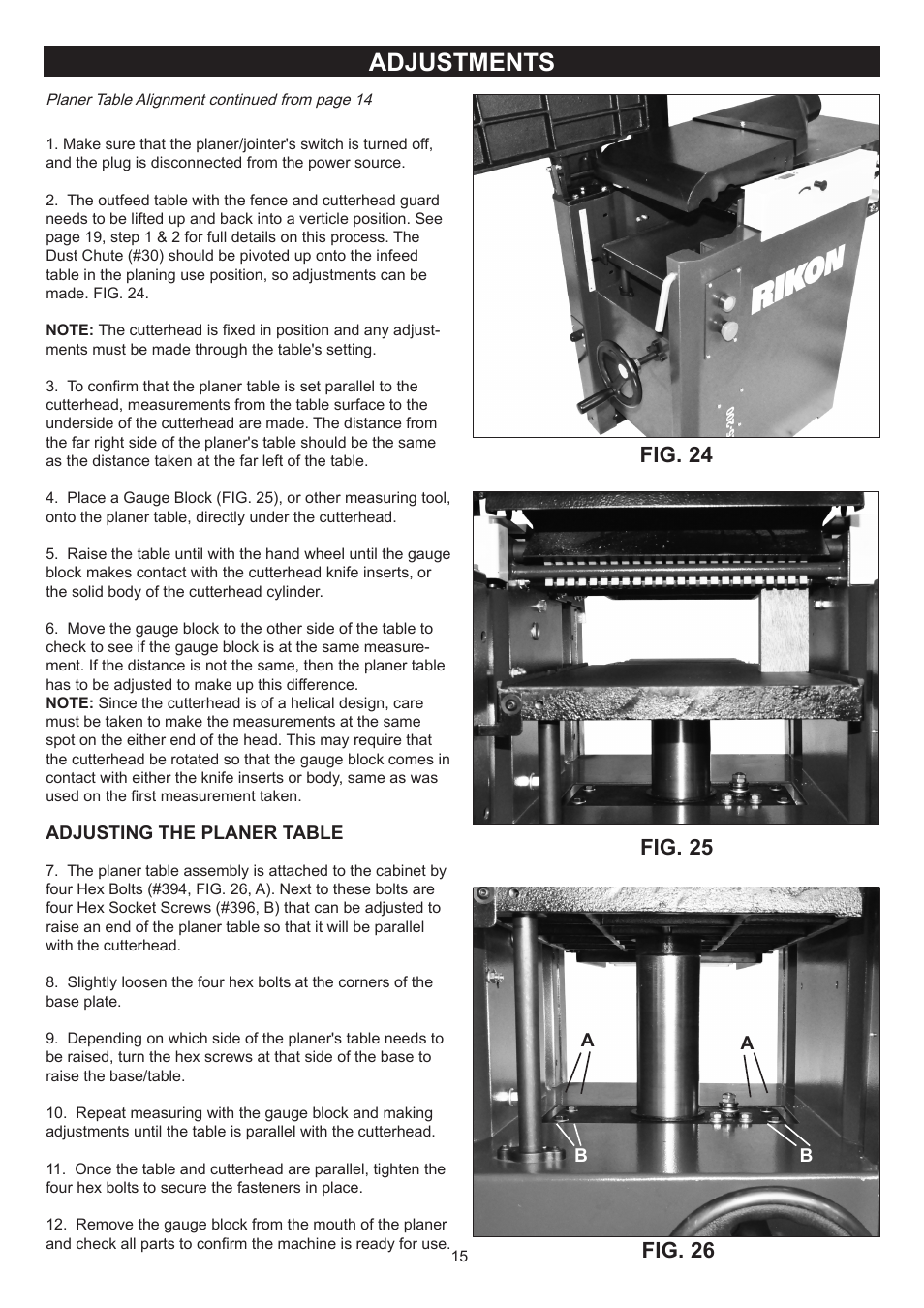 Adjustments | RIKON Power Tools 25-200H User Manual | Page 15 / 36