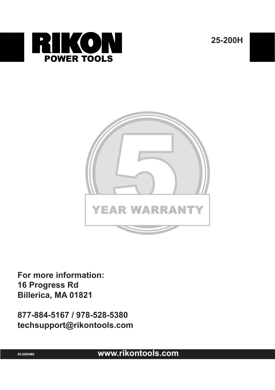 RIKON Power Tools 25-200H User Manual | Page 36 / 36