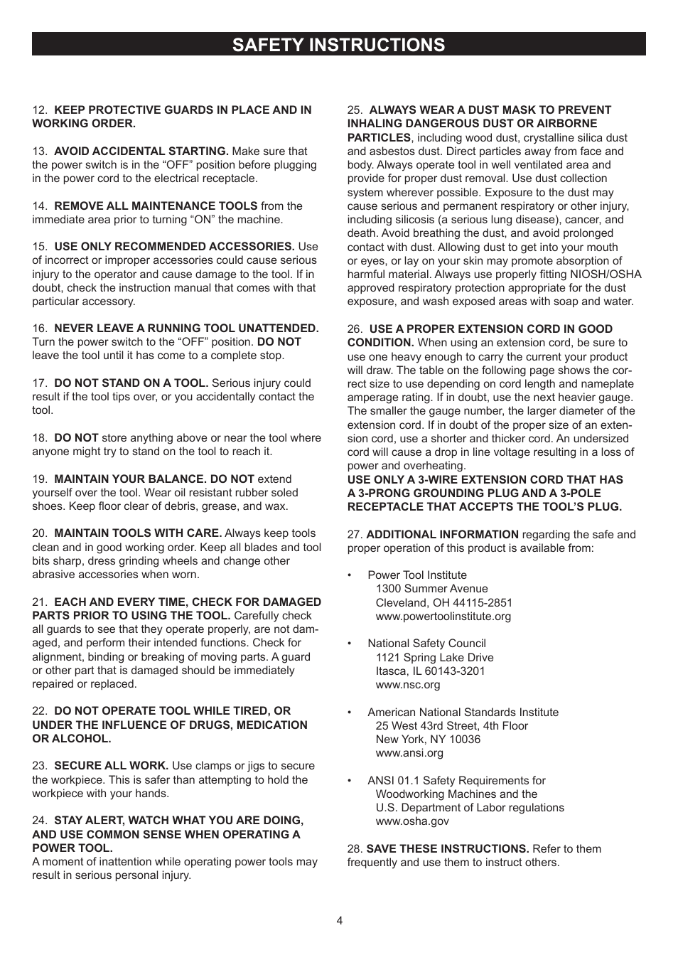 Safety instructions | RIKON Power Tools 25-200H User Manual | Page 4 / 36