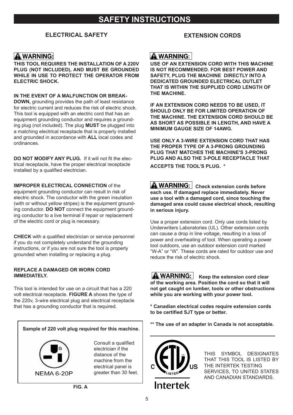 Safety instructions | RIKON Power Tools 25-200H User Manual | Page 5 / 36