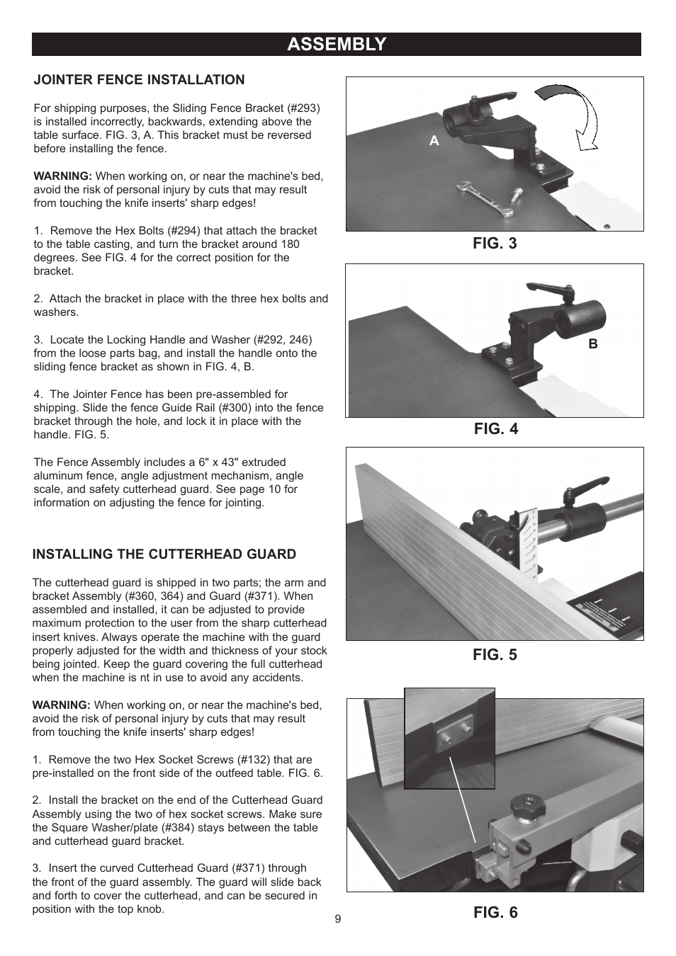 Assembly, Fig. 3 fig. 4 fig. 5 fig. 6 | RIKON Power Tools 25-200H User Manual | Page 9 / 36