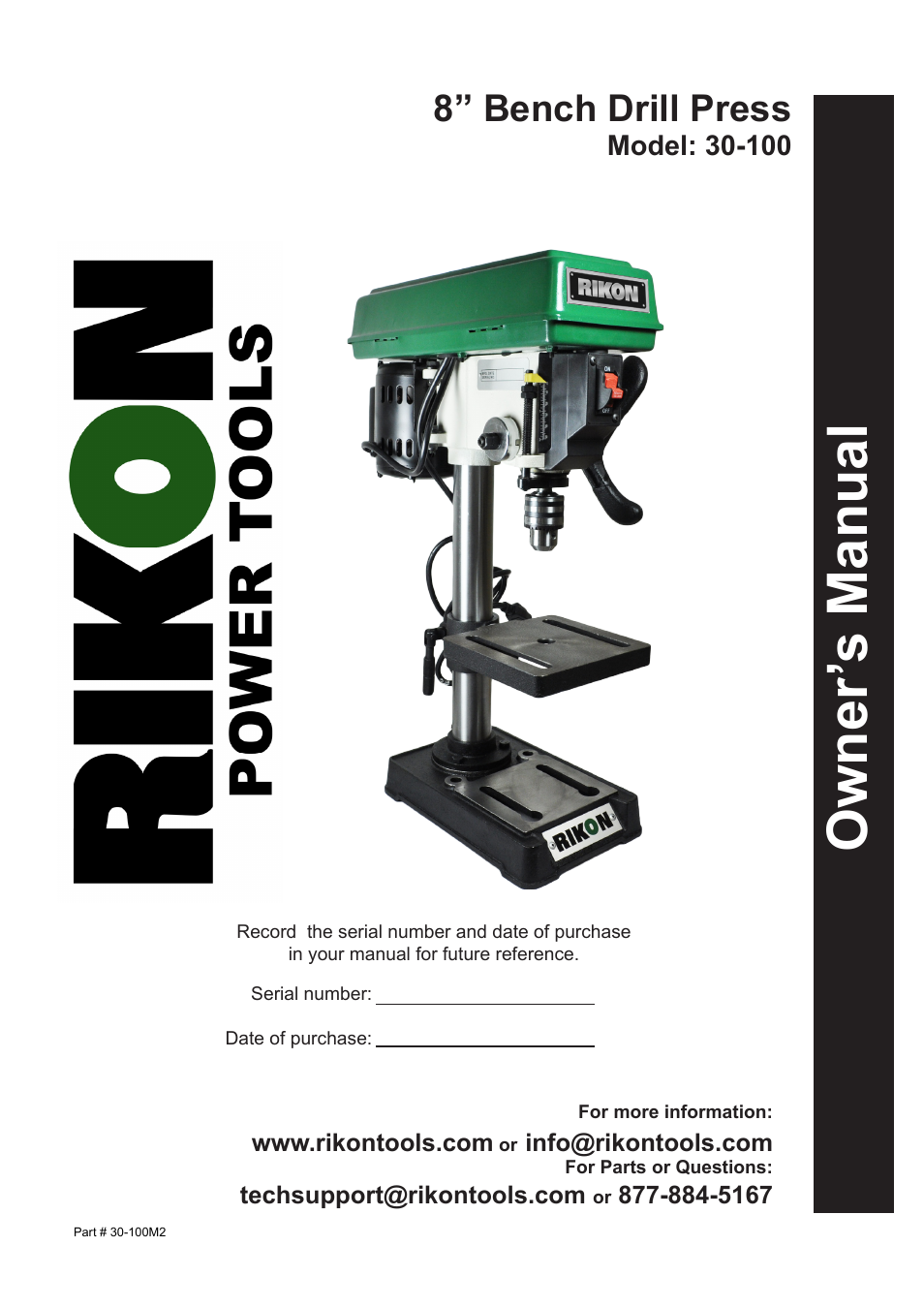 RIKON Power Tools 30-100 User Manual | 24 pages