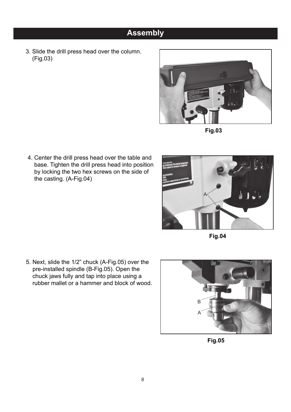 Assembly | RIKON Power Tools 30-100 User Manual | Page 8 / 24