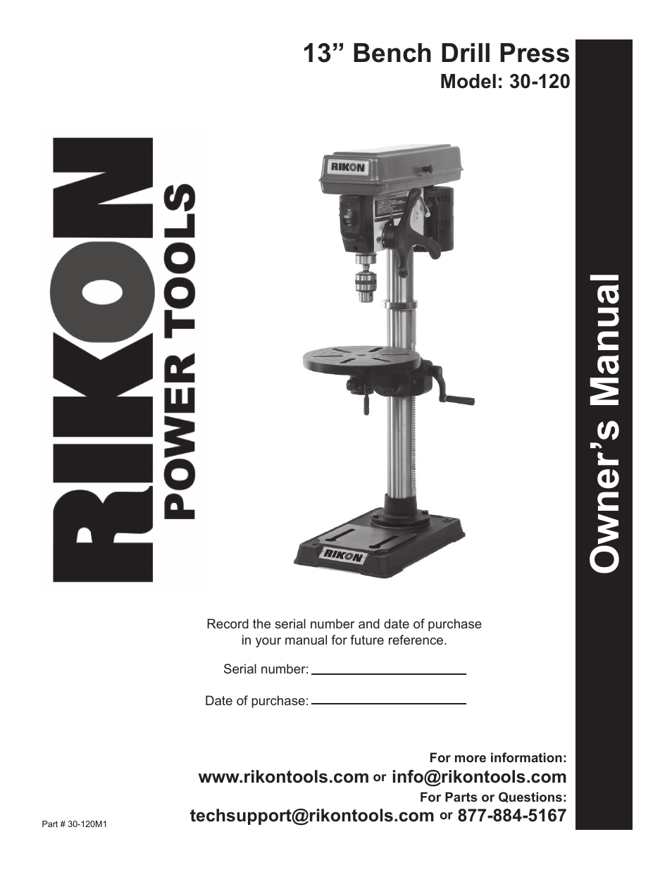 RIKON Power Tools 30-120 User Manual | 20 pages