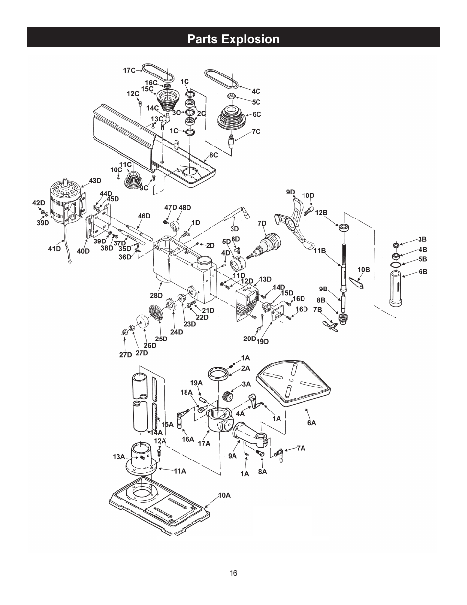 Parts explosion | RIKON Power Tools 30-120 User Manual | Page 16 / 20