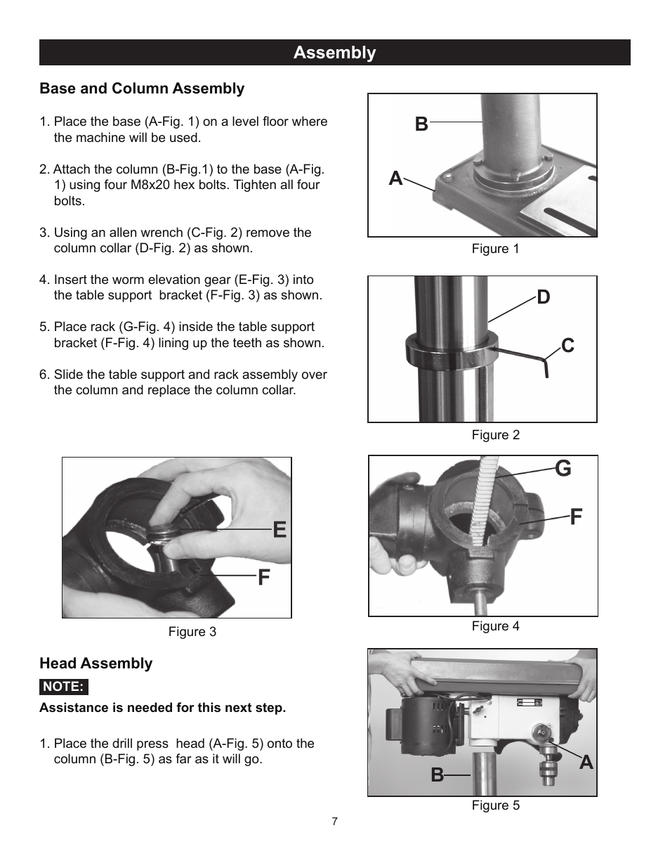 Assembly | RIKON Power Tools 30-120 User Manual | Page 7 / 20