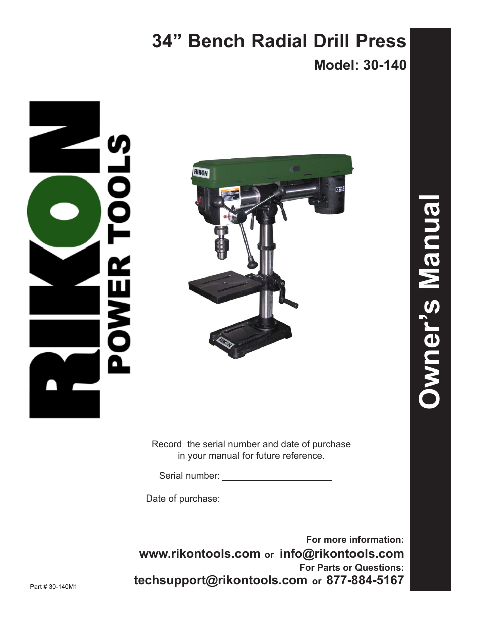 RIKON Power Tools 30-140 User Manual | 21 pages