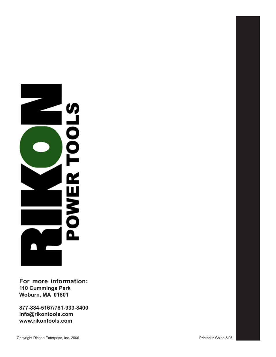 For more information | RIKON Power Tools 30-140 User Manual | Page 21 / 21