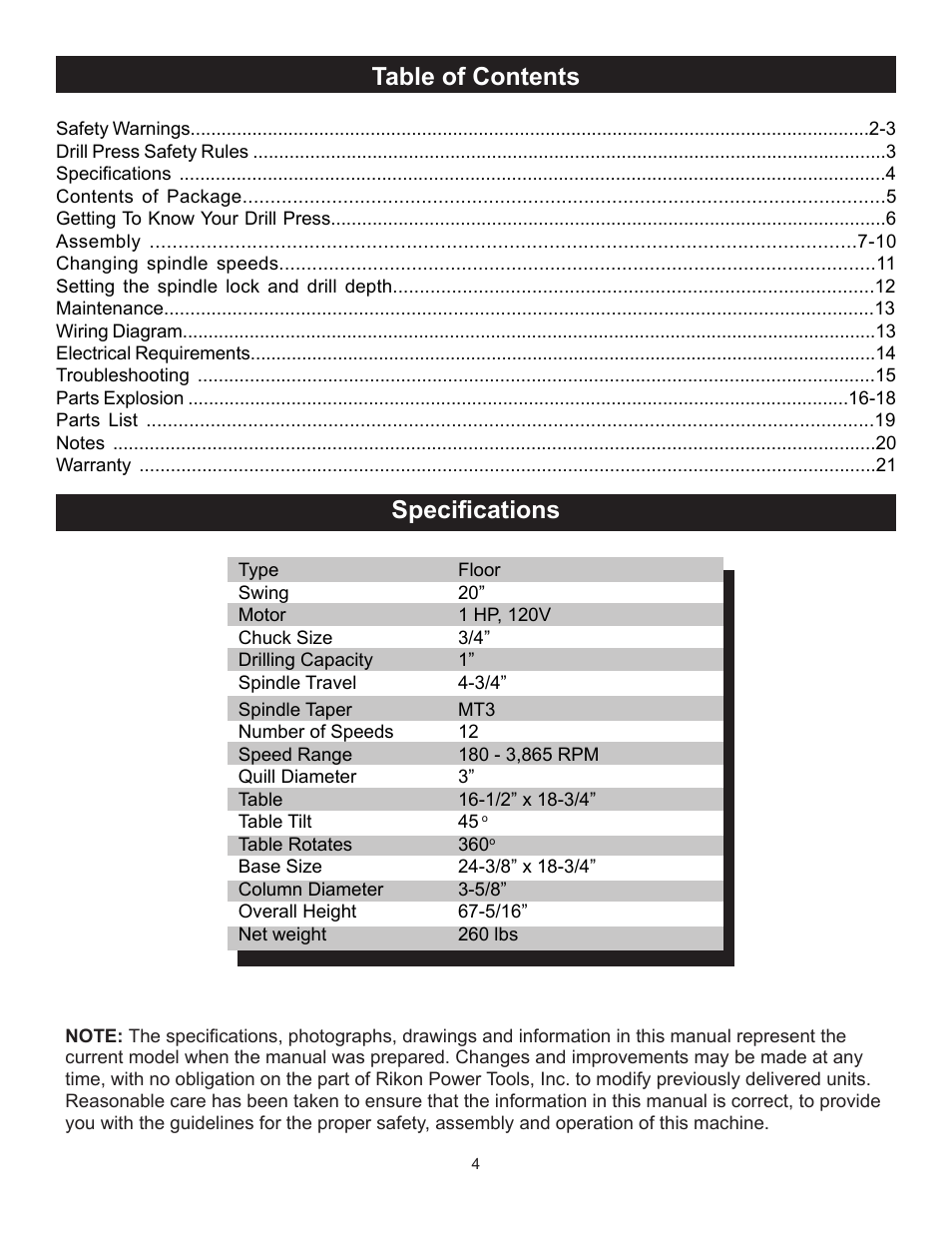 RIKON Power Tools 30-240 User Manual | Page 4 / 22