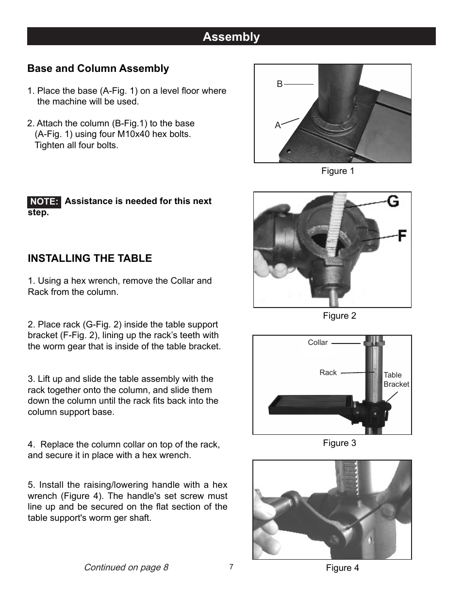 Assembly | RIKON Power Tools 30-240 User Manual | Page 7 / 22