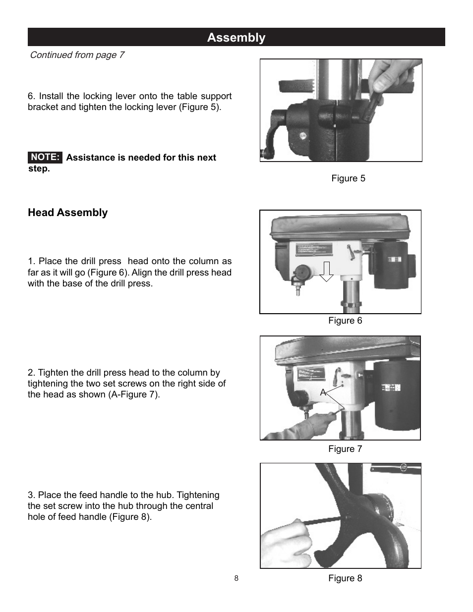 Assembly | RIKON Power Tools 30-240 User Manual | Page 8 / 22