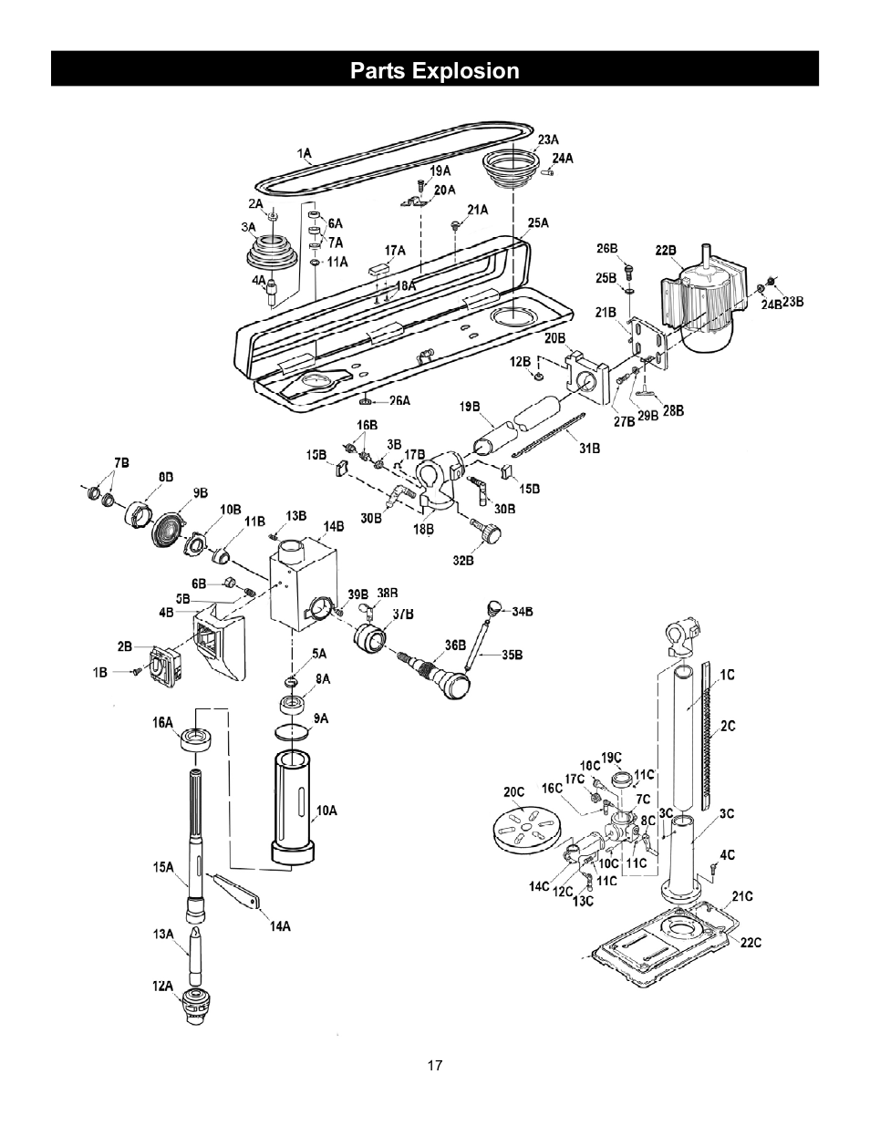 Parts explosion | RIKON Power Tools 30-251 User Manual | Page 17 / 21