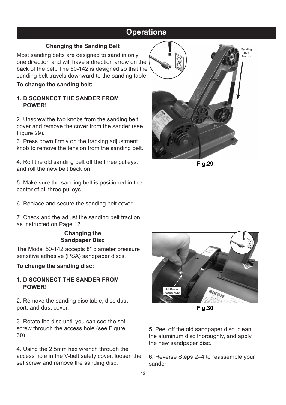 Operations | RIKON Power Tools 50-142 User Manual | Page 13 / 24