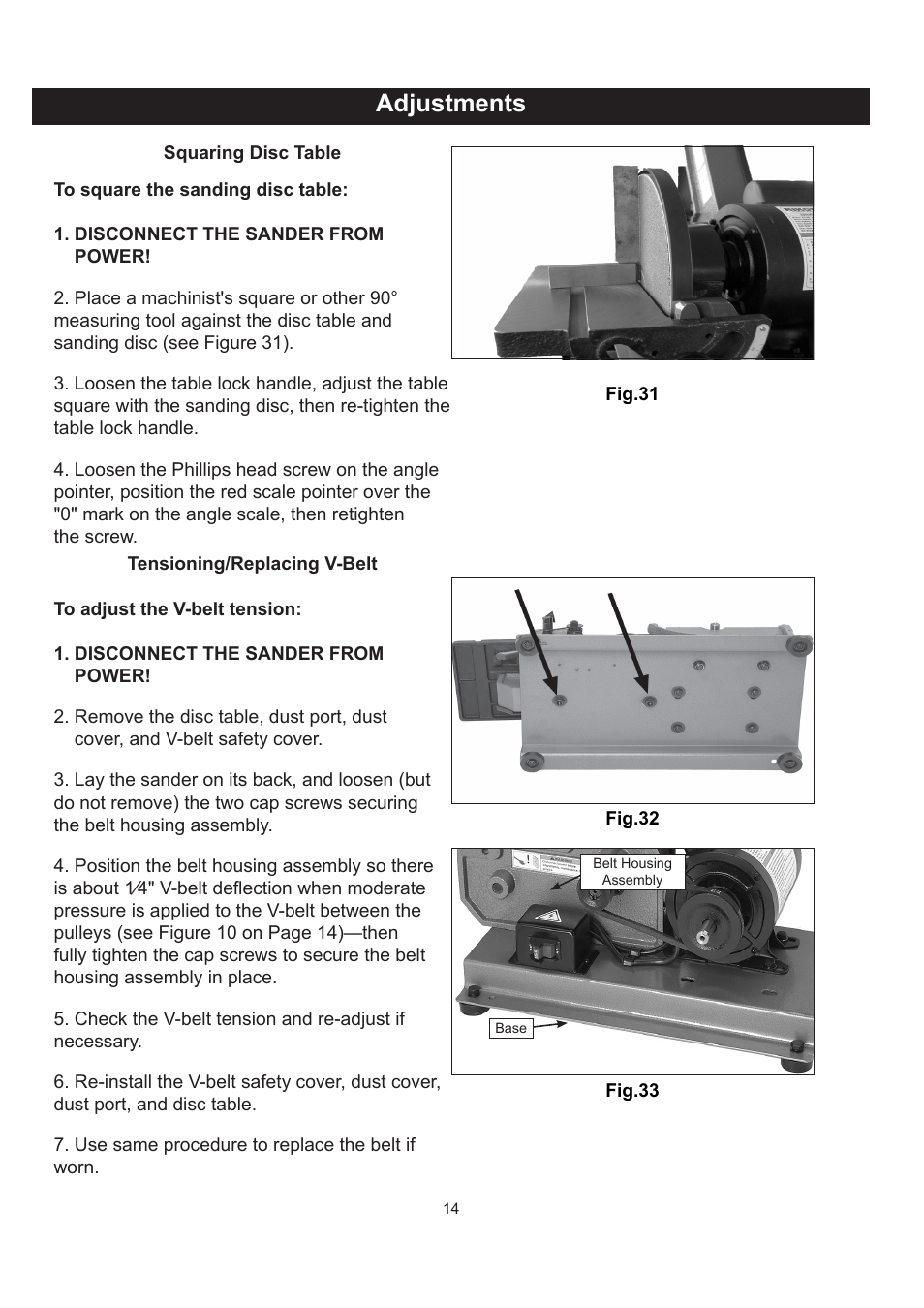 Adjustments | RIKON Power Tools 50-142 User Manual | Page 14 / 24