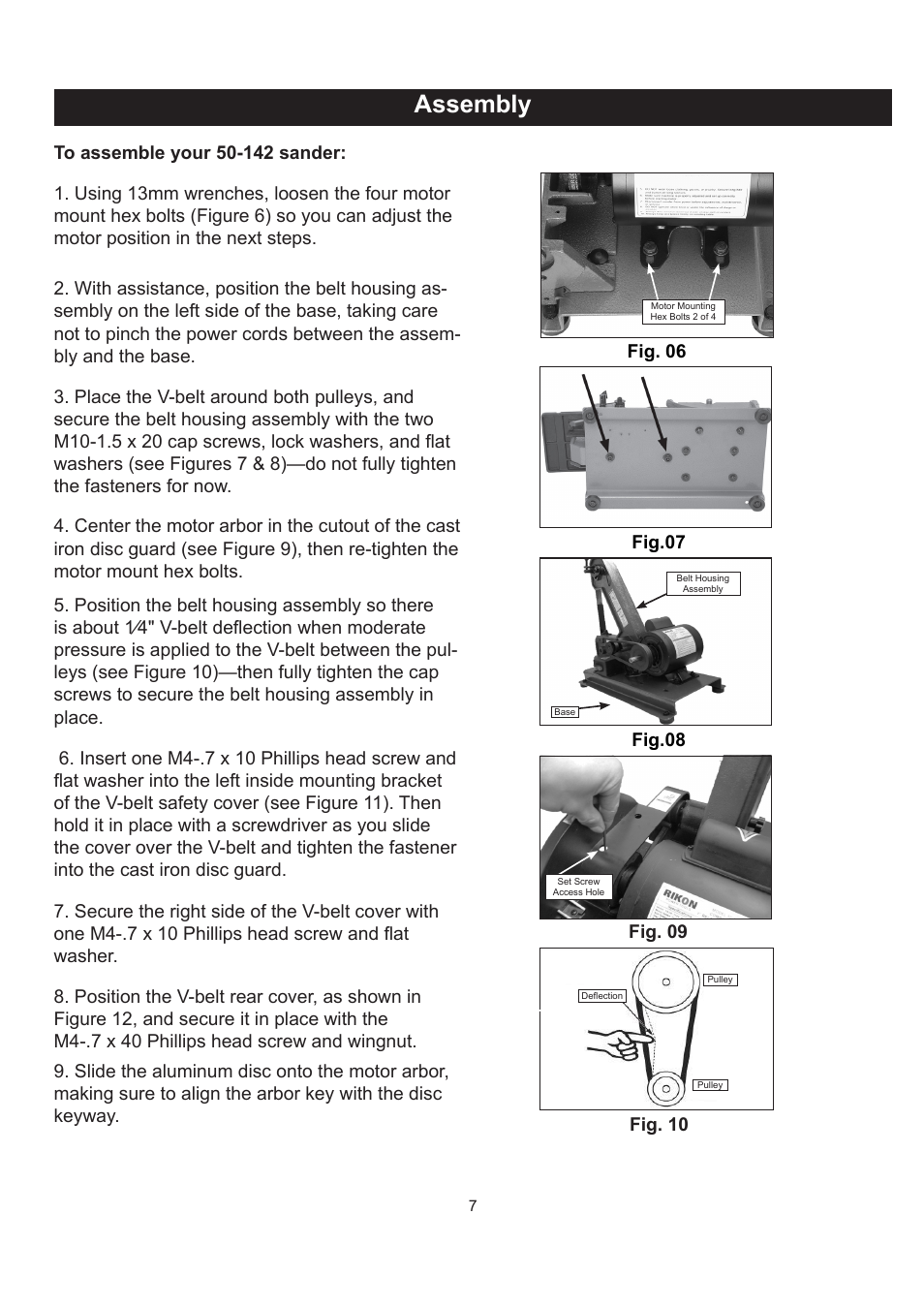 Assembly | RIKON Power Tools 50-142 User Manual | Page 7 / 24