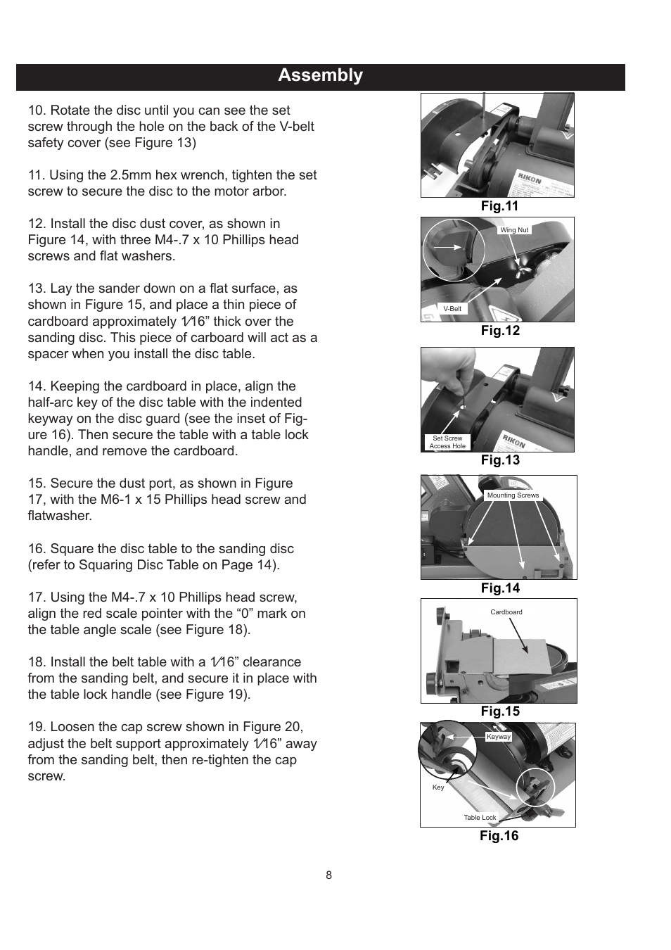 Assembly | RIKON Power Tools 50-142 User Manual | Page 8 / 24