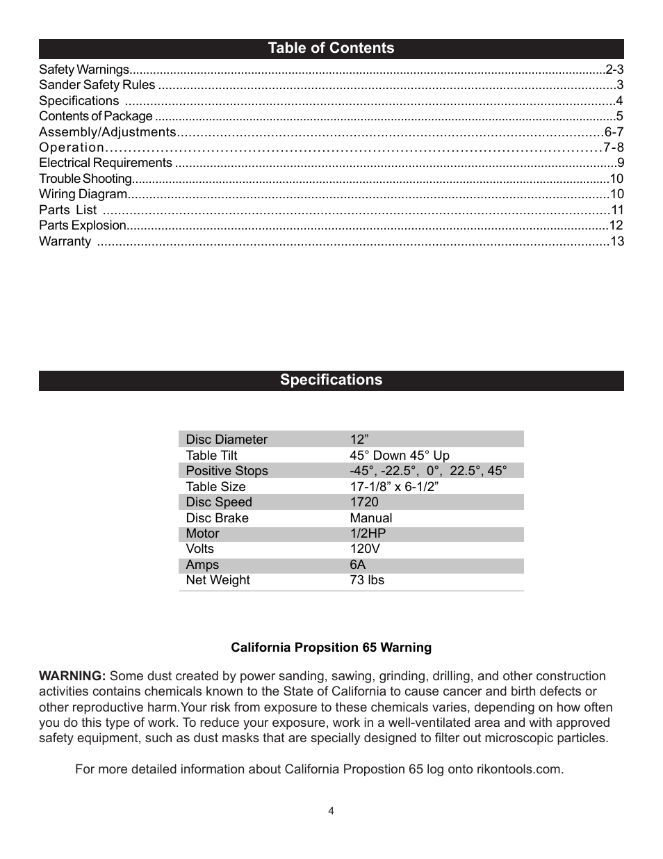 RIKON Power Tools 51-200 User Manual | Page 4 / 14