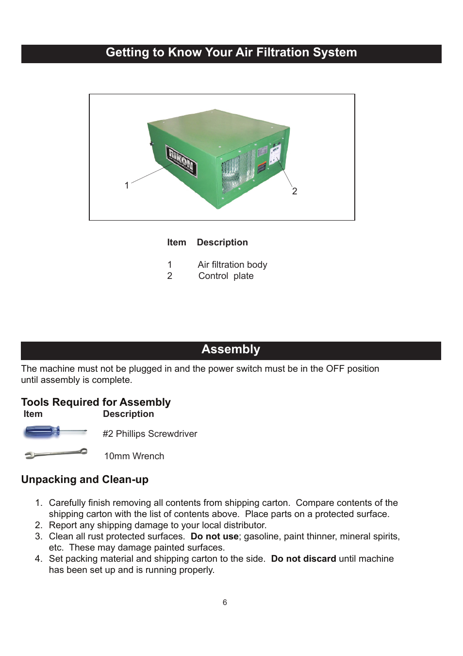 Warning | RIKON Power Tools 61-200 User Manual | Page 6 / 16