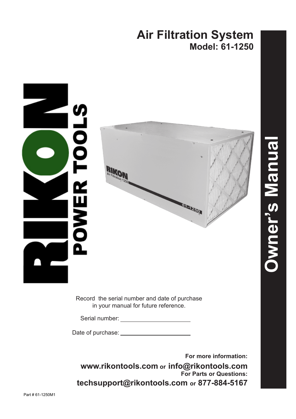 RIKON Power Tools 61-1250 User Manual | 18 pages