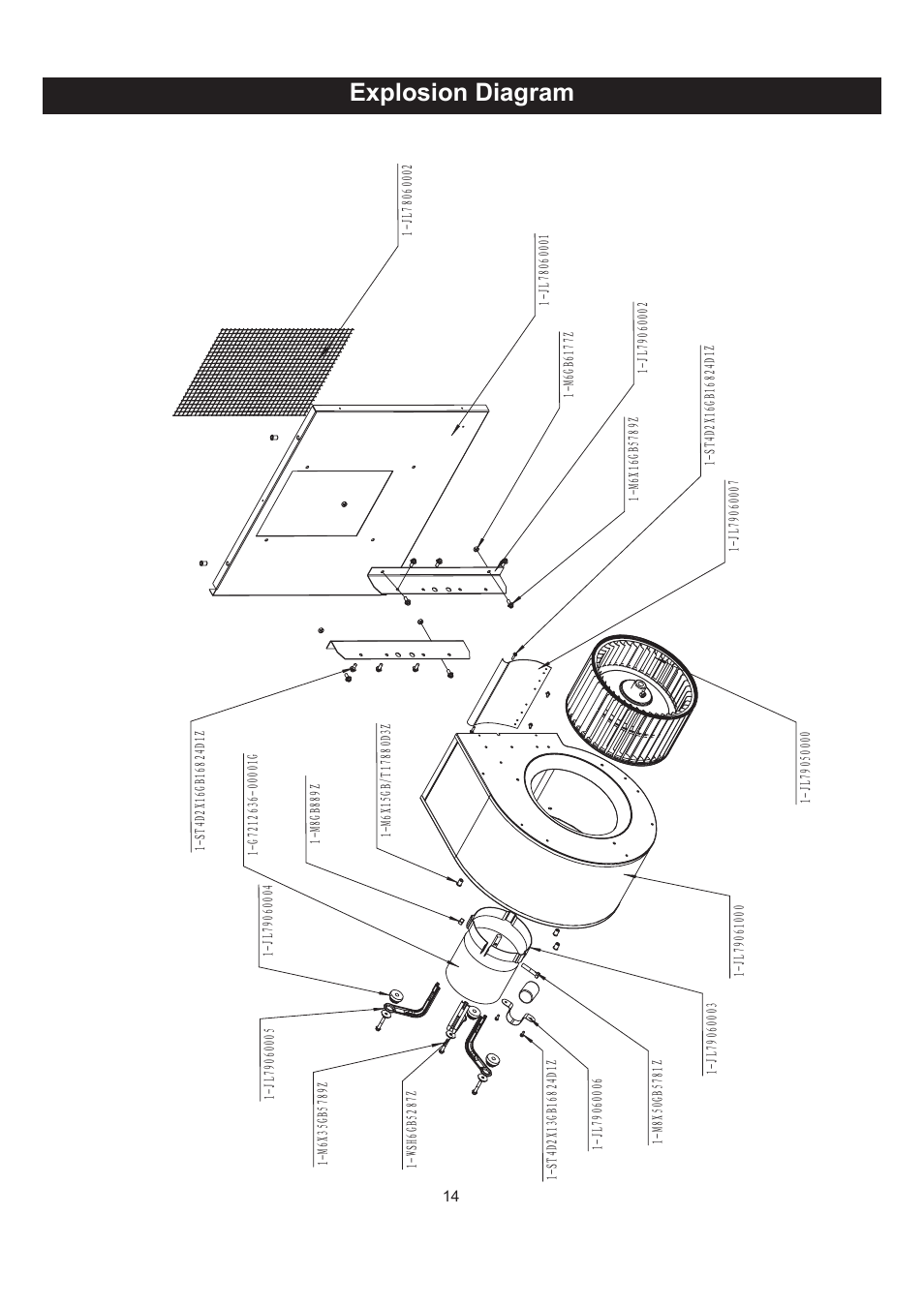 Explosion diagram | RIKON Power Tools 61-1250 User Manual | Page 14 / 18