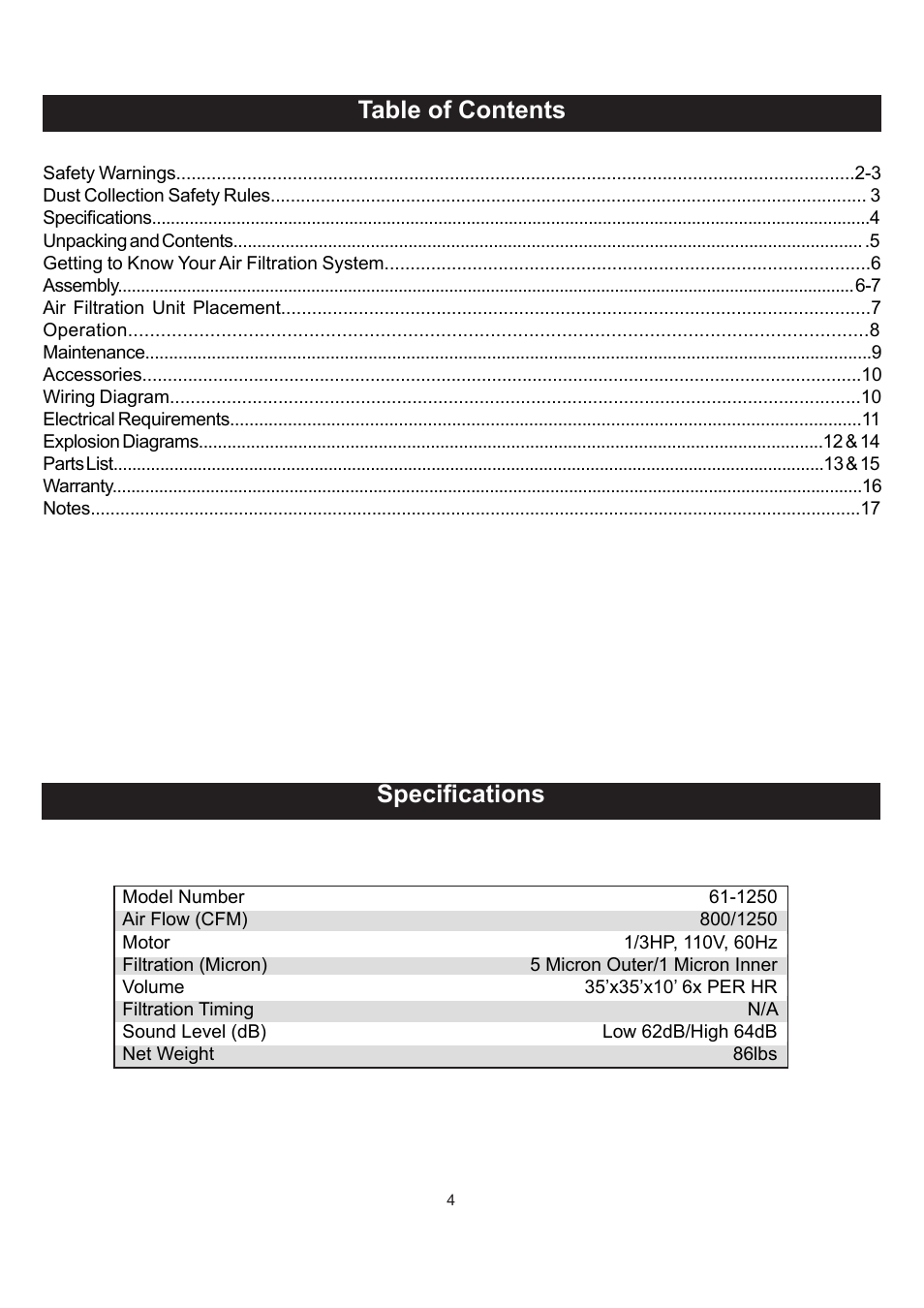 RIKON Power Tools 61-1250 User Manual | Page 4 / 18