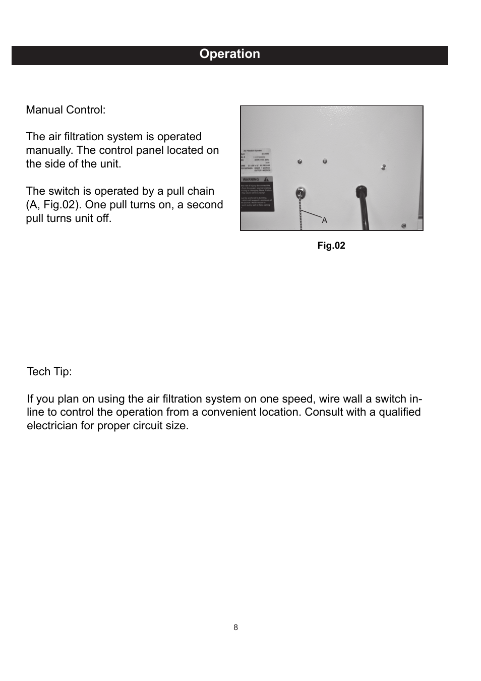 Warning, Operation | RIKON Power Tools 61-2400 User Manual | Page 8 / 18