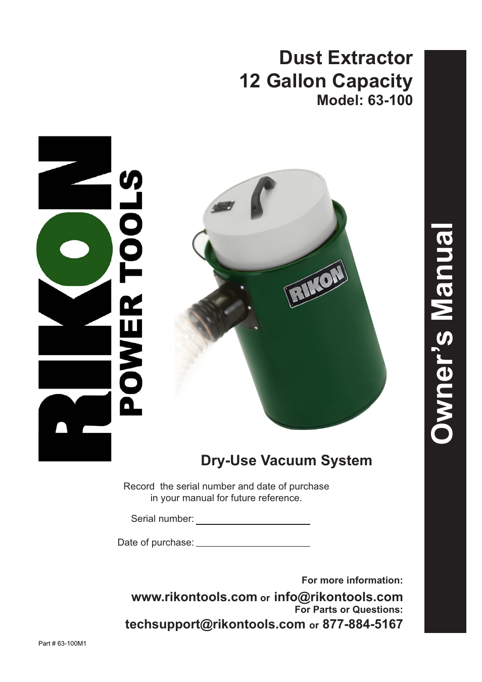 RIKON Power Tools 63-100 User Manual | 16 pages