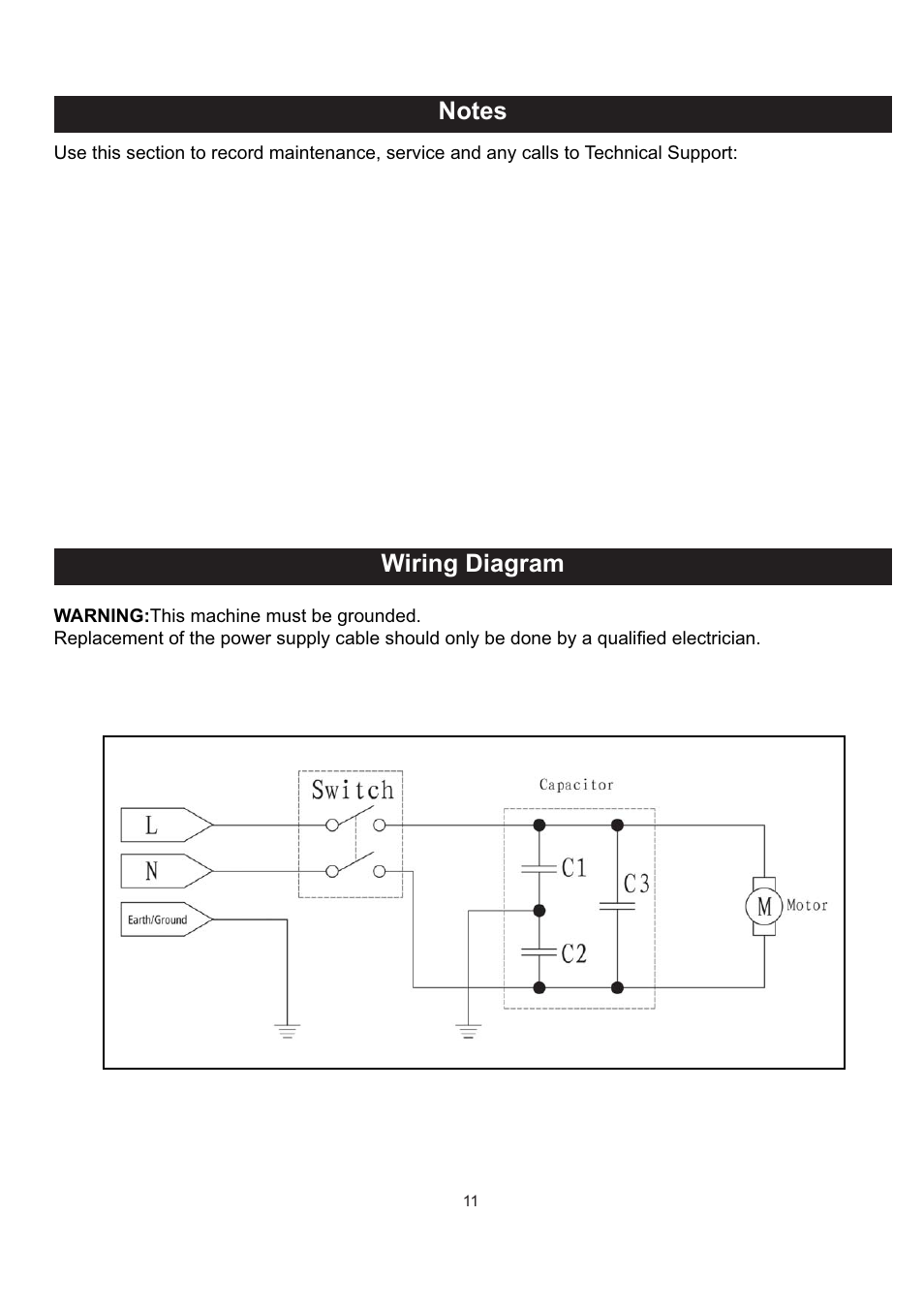 Wiring diagram | RIKON Power Tools 63-100 User Manual | Page 11 / 16