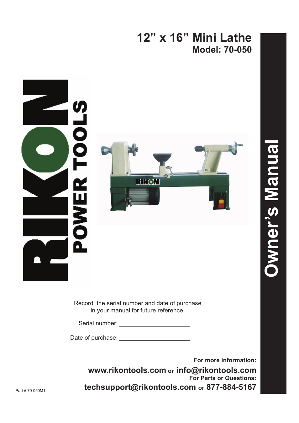 RIKON Power Tools 70-050 User Manual | 16 pages