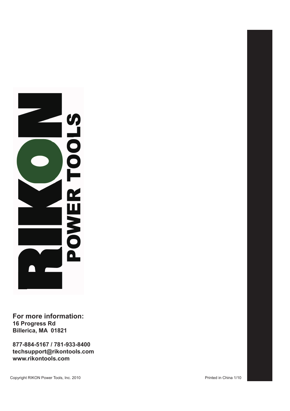 For more information | RIKON Power Tools 70-050 User Manual | Page 16 / 16