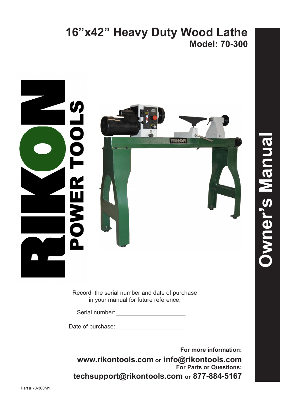 RIKON Power Tools 70-300 User Manual | 28 pages